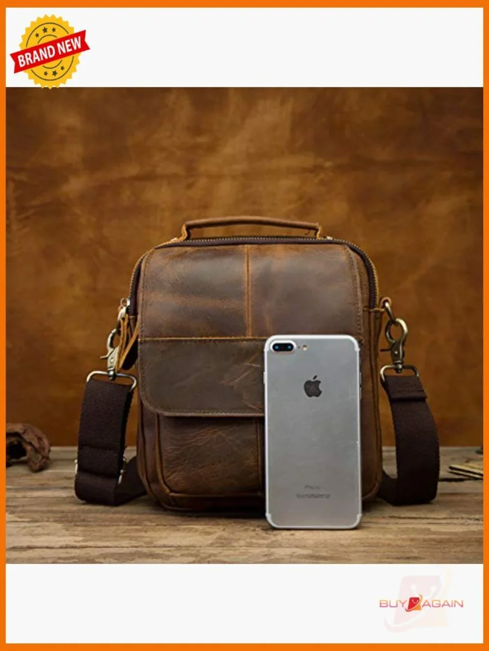 Genuine Leather Messenger Bag Cross Body Shoulder Satchel for Men Tablet